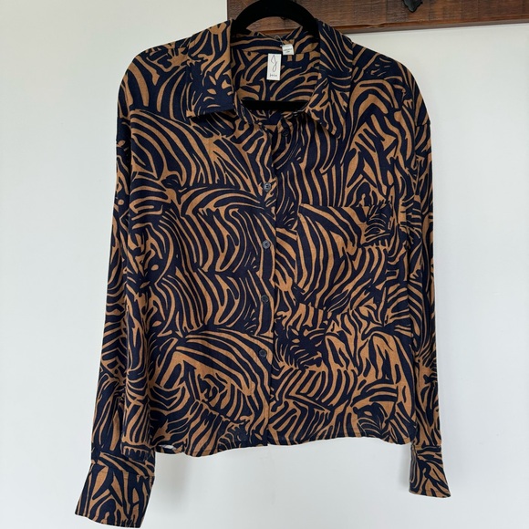 JOIE Linen Blend Animal Print Shirt/Light Jacket - Picture 3 of 5